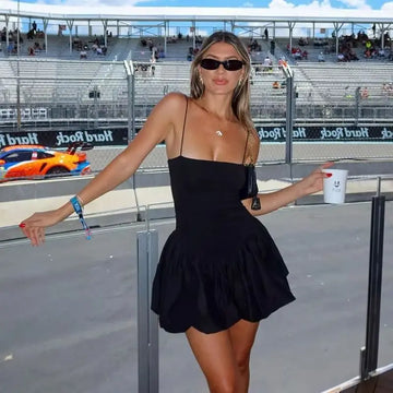 MQTIME  -  Sexy Puffy Dress for Women French Style Solid Color Patchwork Suspender Personalized Dresses Summer Lady Commuter Clothing